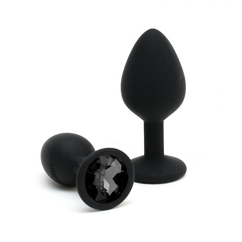 Adora Black Jewel Silicone Butt Plug - Black - Medium